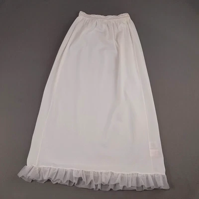 Her Majesty Half Slip Girls 8 White Nylon Ruffle Long Midi Vintage 60s USA - Image 1 of 4
