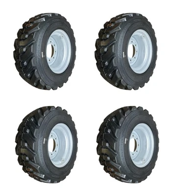 HD 12-16.5 SKS-8 Skid Steer Tires on on Silver Rims for Gehl,Thomas,Daewoo,Volvo - Image 1 of 3