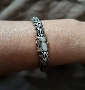 John Hardy Sterling Silver Wheat Chain Kali Pebbled Bracelet 8.5” 1/2” w .925 - Picture 1 of 7