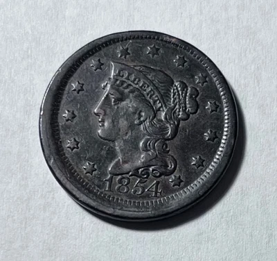 1854 braided hair large cent - Image 1 of 2