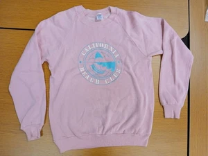 Vintage 80s Jerzees Russell Sweatshirt California Beach Club Medium Pink  - Picture 1 of 12