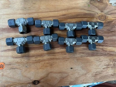 Pneumatic Stainless Steel 3/8” Compression Fittings Tee Adapter Tube Connector - Image 1 of 4