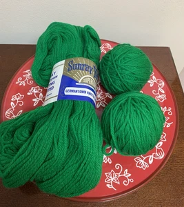 Lot of Germantown Knitting 100% Virgin Wool Worsted Golf Green - Picture 1 of 4