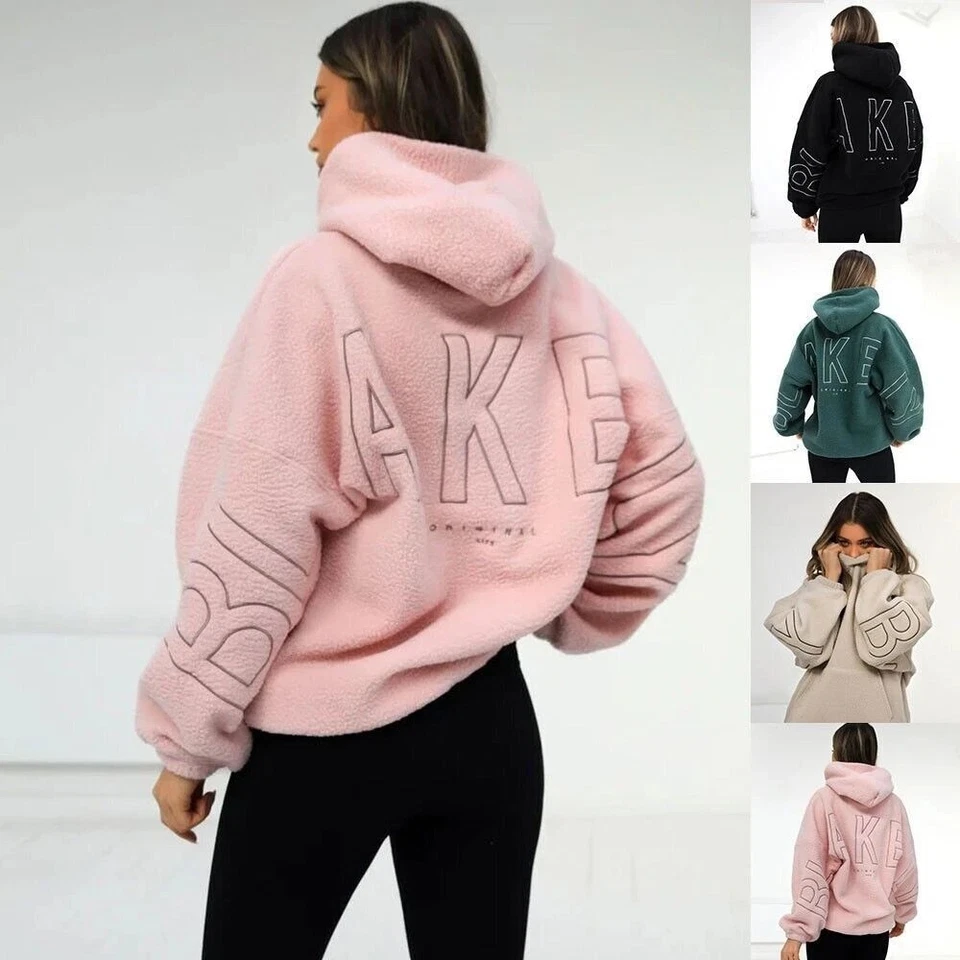 Women Outdoor Print Hoodie Hooded Casual Sports Top Sweatshirt Pullover Loose UK