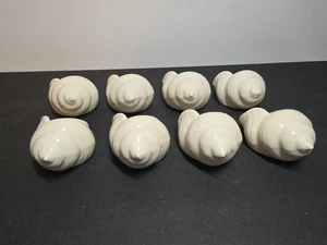 8 Vintage Keramik weiß Muschel Muschel Servietten Ring Halter STRAND DEKOR - Bild 1 von 5