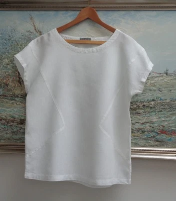SAHARA White Pure Linen Top Size S Relaxed Fit - Image 1 of 4