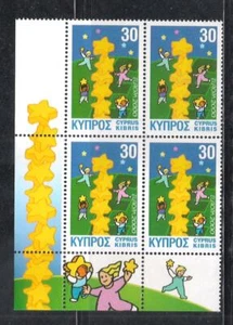 CYPRUS 2000 EUROPA CEPT SCHUMAN DECLARATION STARS CHILDREN CORNER BLOCK 4 MNH - Picture 1 of 1