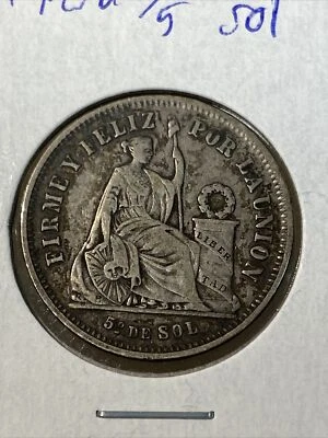 1869 peru 1/5 sol - Image 1 of 2