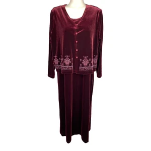 Vestido y chaqueta larga de terciopelo rojo con abertura lateral talla pequeña M de Studio Ease para mujer - Imagen 1 de 13