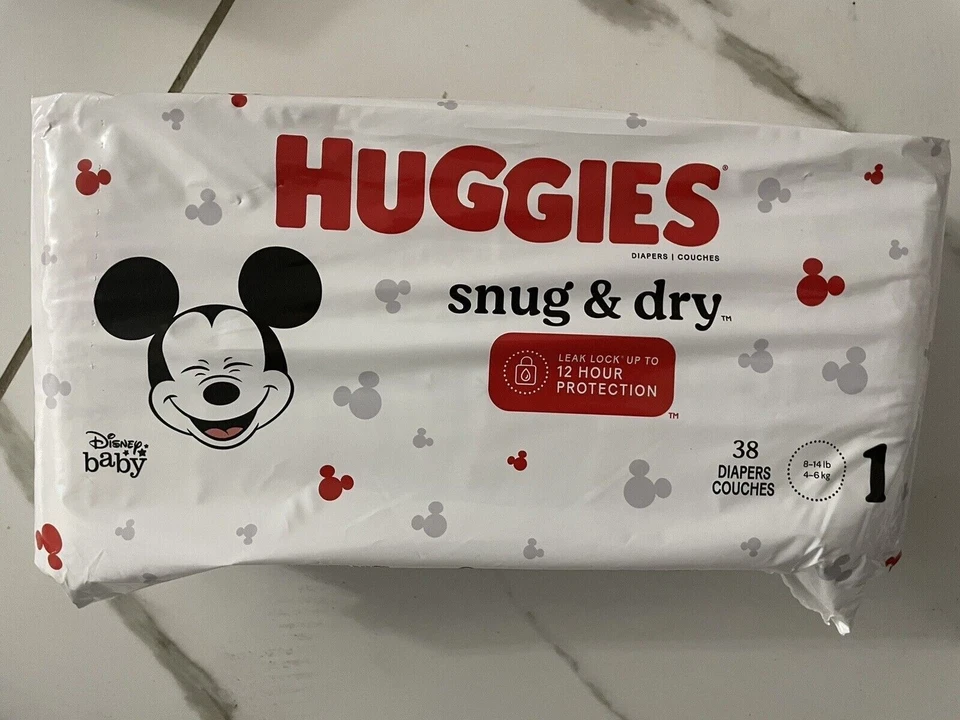 Pañales Huggies ajustados y secos 38 unidades talla 1 Disney Baby Mickey 8-14 libras Foto 1 de 1