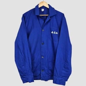 Abrigo de sarga francesa azul de trabajo artesanal azul bombardero chaqueta L - Imagen 1 de 4