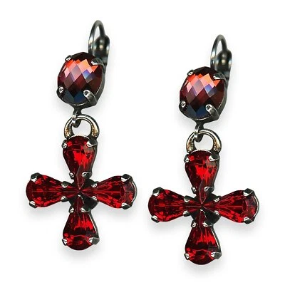 Mariana Earrings Lady In Red Coll. Stunning Siam & Burgundy Austrian Crystals - Image 1 of 3