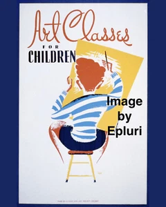 Cartel de clases de arte para niños WPA reimpresión fotográfica 8"x10" - Imagen 1 de 1