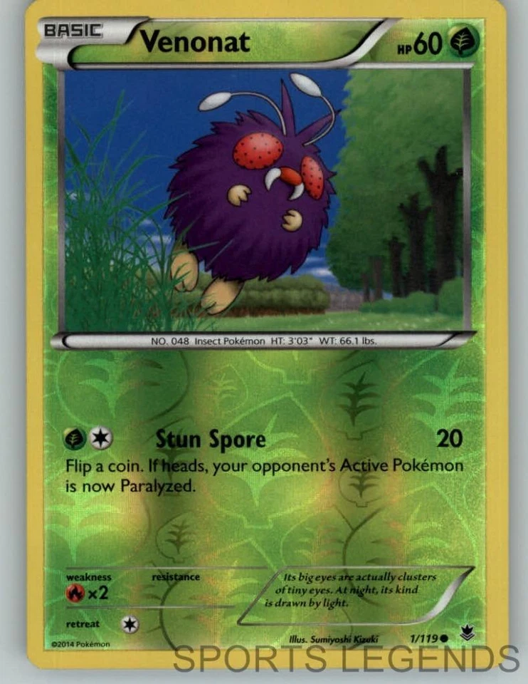 2014 pokemon Phantom Forces reverse holo Venonat 1/119 - Image 1 of 1