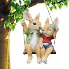 Statue de jardin Swing Bunny Couples Figurines d'animaux de simulation amusantes
