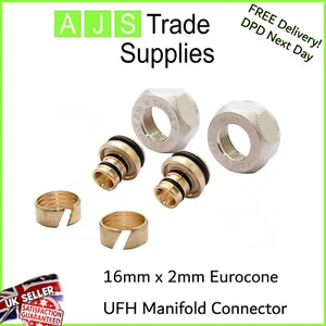 16mm x 2mm Manifold Connectors for Water Underfloor Heating x 10 Multi pex pipe - Picture 1 of 12