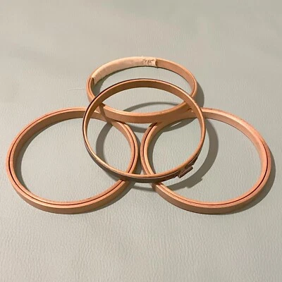 Vintage Lot of 4 Wooden Embroidery Hoops 2 Duchess Felt Lined 2 Unmarked All 5" - Image 1 of 4