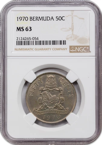 1970 BERMUDA 50 CENTS NGC MS 63 HIGH GRADE Cover