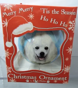 Poodle dog Christmas ball ornament in box blue with white poodle - Picture 1 of 6