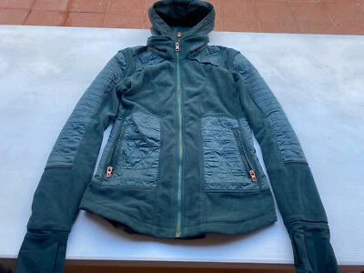 Women’s Lululemon Fleece Hoodie Full Zip Long Sleeve Dark Green Jacket Size 4 Foto 1 de 4
