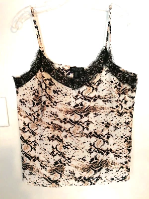 Camiseta sin mangas Rachel Zoe L Blusa Camisa Leopardo Estampado Animal Negro Blanco Foto 1 de 4