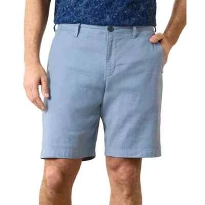 Pantalones Cortos Tommy Bahama Para Hombre Beach Coast Frente Plano Teñido con Hilo 10" Lino Azul 35 Foto 1 de 4