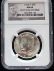 1964 P Ngc Ms64 Silver Kennedy Half Dollar First Year Issue Jfk Coin