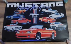 Ford Mustang 25 Years Anniversary 1964-1989 Dealer Only Poster 20x30 Mach 1 GT - Picture 1 of 5