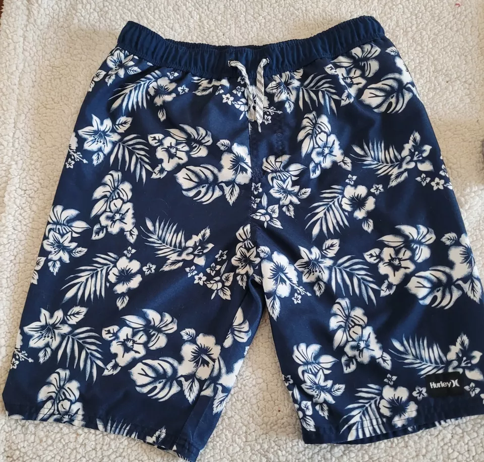 Hurley Teen Boy's Floral Printed Drawcord Board Shorts. Night Force Pocket. New.