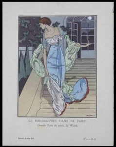 PAUL MERAS, RENDEZ-VOUS - 1918 - POCHOIR, GAZETTE DU BON TON, ROBE WORTH - Picture 1 of 2