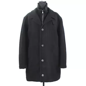 Hugo BOSS Coxtan Black Wool Cashmere Coat L Sweater Knit Collar Jacket Large - Picture 1 of 8