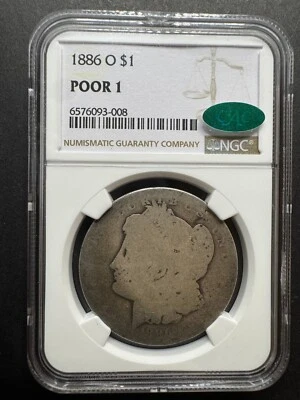 1886 O Morgan $1 NGC PO01 Lowball Rare CAC Green Very Low Population Scarce Coin - Image 1 of 4