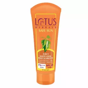 Lotus Herbals Safe Sun 3-In-1 Matte Look Daily Sunblock SPF-40, 100 gm - Picture 1 of 4