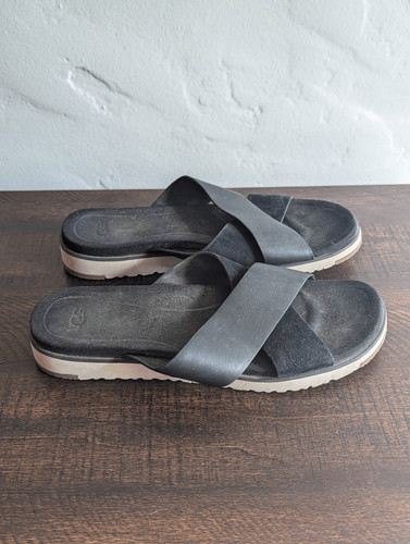 Sandali UGG Australia Kari neri in pelle incrociata con slide taglia 8 5