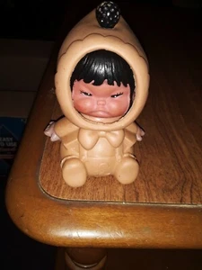 Vintage 1950’s Baby Eskimo Doll with 3 Changing Faces Rubber Toy Inuit Hong Kong - Picture 1 of 5