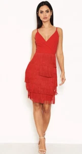 AX PARIS PETITE FRINGE DETAIL MINI DRESS RED SIZE 14 RRP £40.00 - Picture 1 of 6