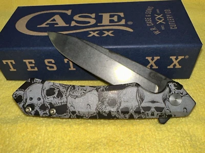 Case Knife EDC NEW  64645 Black Aluminum Kinzua S35VN Spear Point Skulls Flipper - Image 1 of 4