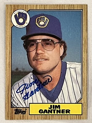 JIM GANTNER SIGNED AUTOGRAPH 1987 Topps  Card Milwaukee Brewers￼ - Image 1 of 2