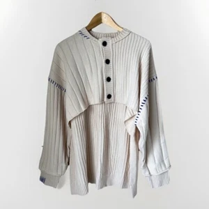 Ader Error asymmetrischer elfenbeinfarbener Wollstrick Cardigan Pullover neu mit Etikett - Bild 1 von 9