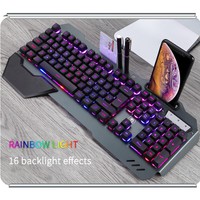 Computer Desktop PC Gaming Keyboard Mechanical Feel Led 16 Modes Multi Color Key