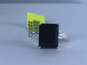 Size 6 Black Spinel Sterling Silver Ring TGW 4.10 Cts  - Picture 1 of 6