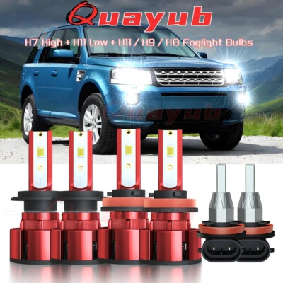 For Land Rover LR2 LR4 2010 2011 2012 2013 2014 2015 LED Headlight&Fog Bulbs 6X - Image 1 of 4