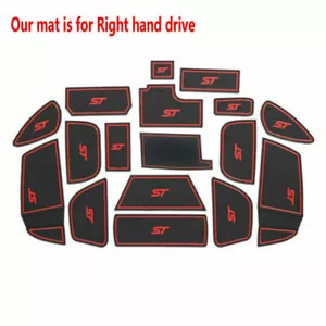 Rubber Non-slip Inner Gate Slot Pad Cup Holder Mats fits Ford Focus ST 2015-2018 - Picture 1 of 27