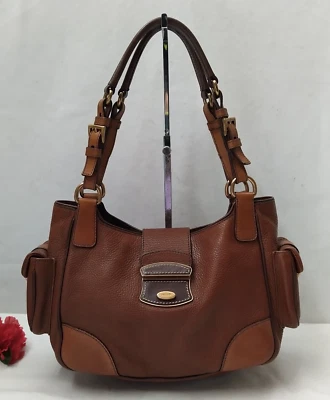 PRADA Vitello Daino Rocket Brown Leather Pockets Pushlock Satchel Shoulder Bag - Image 1 of 4