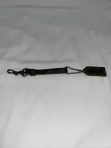 Vintage COACH Soft Straps Brown Leather Key Fob Brass Loop Ring Key Chain - Picture 1 of 5