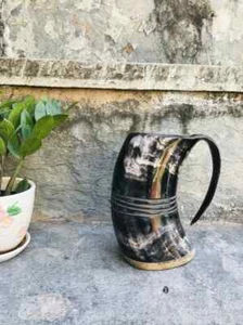 Stunning Horn Mug Personalized Buffalo Beer Tankard Gifts for Men Gothic Viking - Picture 1 of 6