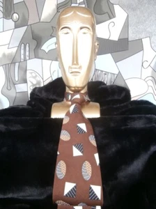 Bill Kaiserman Made Italy Tie 100% Silk Brown Atomic Geometric Textured Necktie - Picture 1 of 10