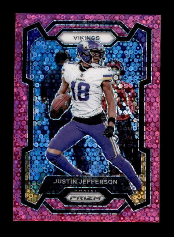 JUSTIN JEFFERSON 2023 PANINI PRIZM #195 PINK NO HUDDLE DISCO #04/15 (RARE) T1818