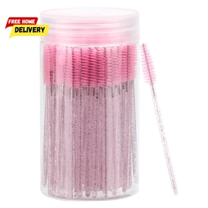 100 Pcs Disposable Mascara Wands, Crystal Eyebrow Spoolies Brush for Eyelash - Picture 1 of 12