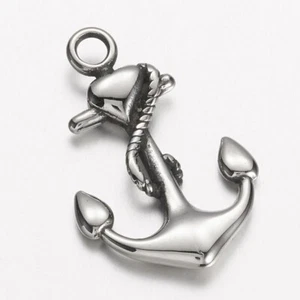 1pz charm ciondolo ANCORA in acciaio inox 31x20mm colore argento scuro - Foto 1 di 2